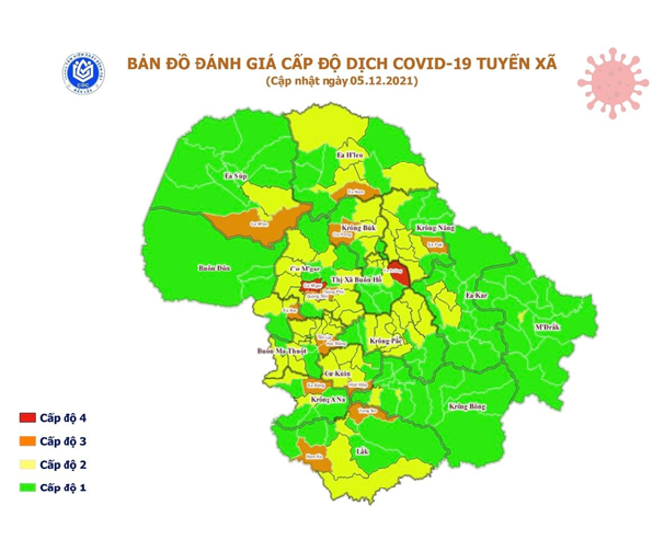 Bản đồ đánh giá cấp độ dịch Covid -19 tuyến xã